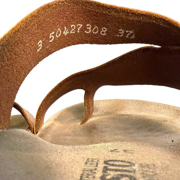 MEPHISTO Helen Womens Toe Loop Sandals US 7 Euro 37 Desert Tan Brown Leather - Picture 7 of 13